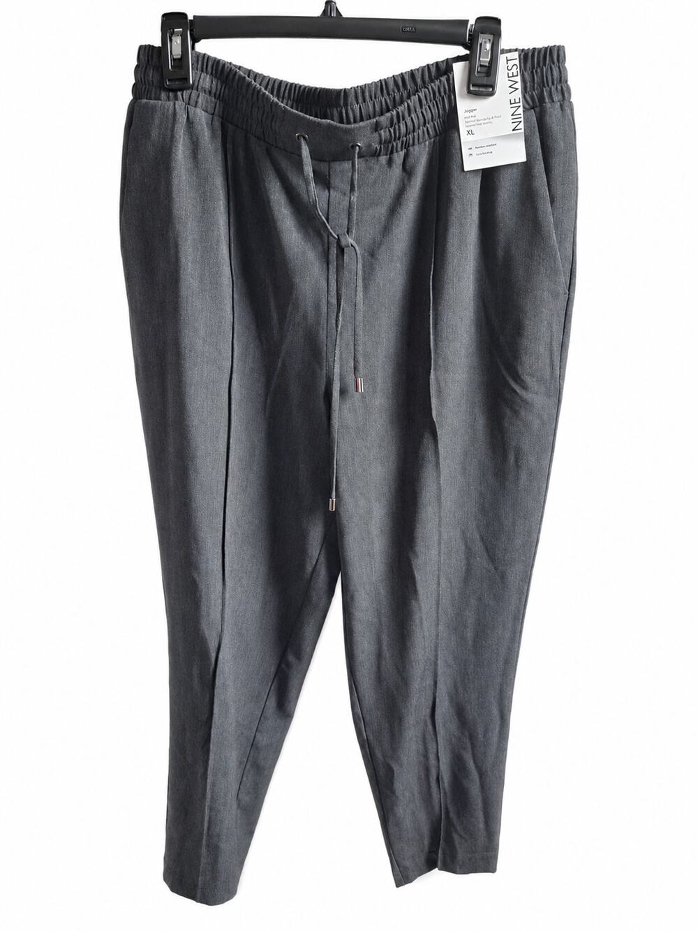 Nine West Women’s XL Charcoal Gray Mid Rise Tapered Jogger Pants NWT